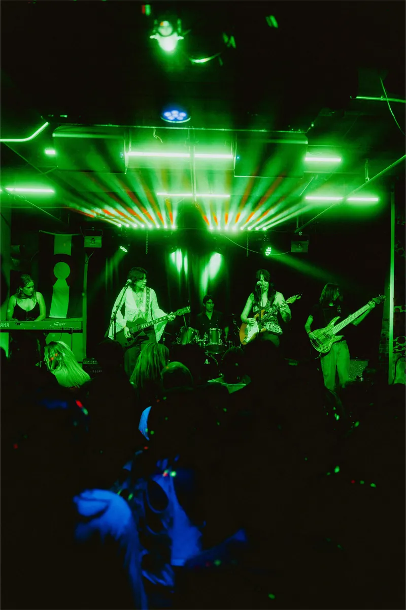 The crowd and the lights at The Sound Bar
